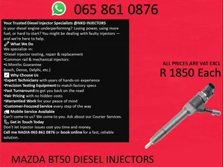 Mazda Bt50 Diesel Injectors For Sale With 6 Months Warranty