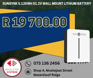 5.12kWh 51.2V Sunsynk Wall Mount Lithium Battery