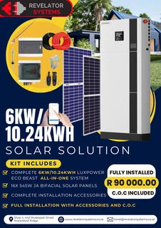 6KW / 10.24KWH COMPLETE SOLAR SOLUTION - FULLY INSTALLED
