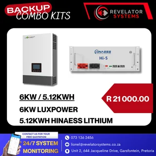 6kw Luxpower / 5.12kwh Hinaess Lithium Battery Combo Kit