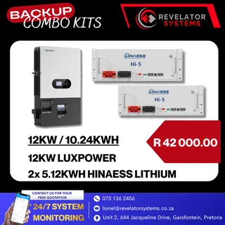 12kw Luxpower / 2x 5.12kwh Hinaess Lithium Battery Combo Kit