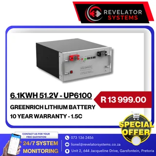 6.12kwh 51.2v Greenrich 1.5c Lithium Battery - On Special