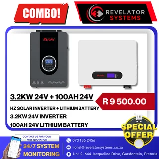 3.2kw 24v Inverter With 100ah 24v Lithium Battery Combo Deal