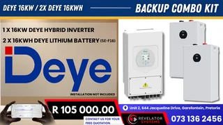 16kw Inverter / 2x 16kwh Lithium Battery- Deye Backup Combo Kit