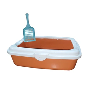 Cat Pet Litter Box & Litter Scoop Assorted Colours - Orange