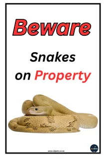 Beware Snakes on Property - 30cm x 20cm x1mm Wide