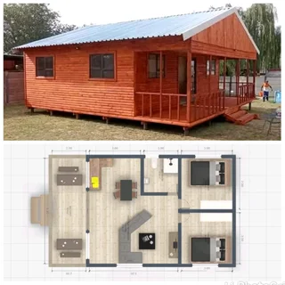 Log homes for sale 6mx10m 2 bedrooms kitchen lounge with full bathroom and balcony