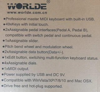 WORLDE 49-key and ALESIS Q25 MIDI keyboards. R1800