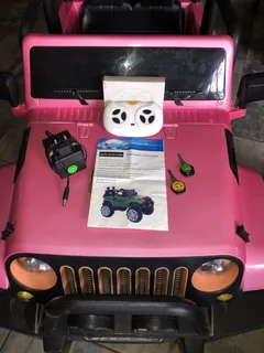 Jeep Wrangler kids ride on pink electric 2 seater car 12v with wireless parental remote and charger