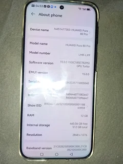 Huawei Pura 80 Pro for sale R11000 cash. No box