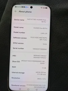 Huawei Pura 80 Pro for sale R11000 cash. No box