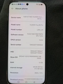 Huawei Pura 80 Pro for sale R11000 cash. No box