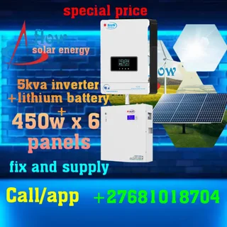 Solar panels, inverter, lithium batteries