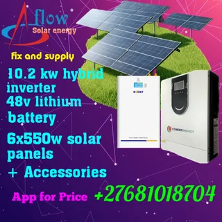 Solar panels, inverter, lithium batteries