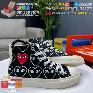 cdg play x chuck 70 multiple heart prints hi