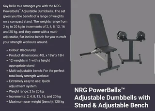 Adjustable Bench with dumbbell set