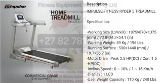 Treadmill Impulse Ryder5 PRE OWN
