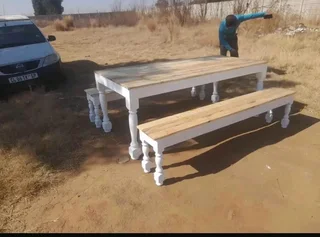 10 seater dinning table with 2 benches available