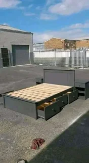 Double base bed with side pedestal and headboard available