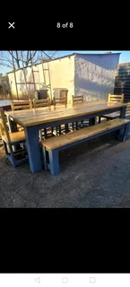 10 seater dinning table with 6 chairs and bench available