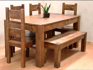 6 seater dinning table with 4 chairs and bench available