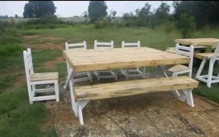 8 seater dinning table with 5 chairs and bench available