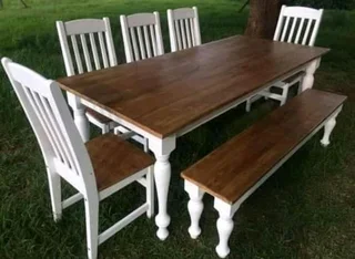 8 seater dinning table 5chairs and bench available
