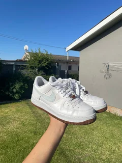 Nike Air Force 1, Baby Blue - Cork Sole, flower embroidery