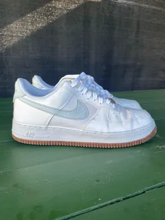 Nike Air Force 1, Baby Blue - Cork Sole, flower embroidery