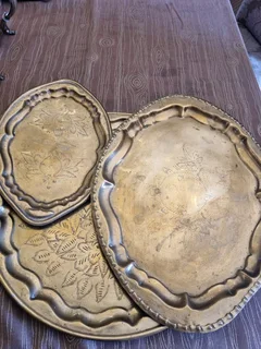 Brass tray set of 3.