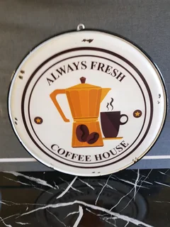 Advertising coffee metal  boards.