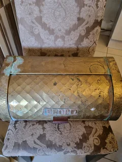 Large brass bread bin.