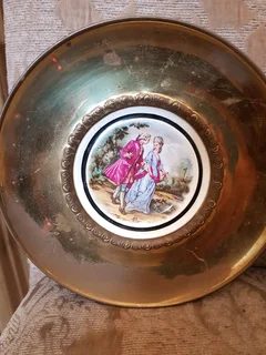Vintage  brass  and  ceramic  Artwork  plates