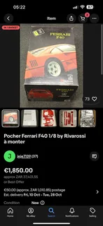 Rivarossi Ferrari f40 by Pocher - model kit in 1:8 scale FOR SALE