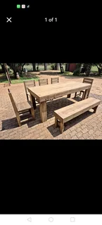 8 seater stunning dining table with chairs and bench available for cash on delivery
