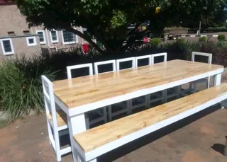 12 seater stunning dining table with chairs and bench available for cash on delivery