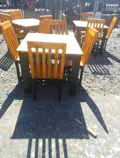 4 seater restaurant tables with 4 chairs available for cash on delivery we charge extra delivery fee