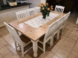 8 seater stunning dining table with chairs available for cash on delivery we charge extra delivery f