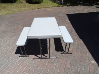 Camping table and 2 benches.