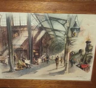 Historical Steam train station artwork