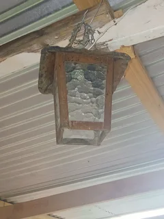 Vintage  metal and glass lantern shade