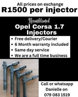 OPEL CORSA 1.7 INJECTORS FOR SALE WITH WARRANTY