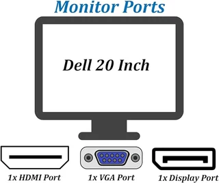 Dell P2017H LED Backlit |1600 x 900 | 20 Inch Monitor, HDMI, Display Port, VGA, 16.7 Million Colors,