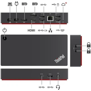 Lenovo Universal USB-C DockPhysical SpecificationsVideo Ports:Two DisplayPort (DP)One HDMIUSB Ports: