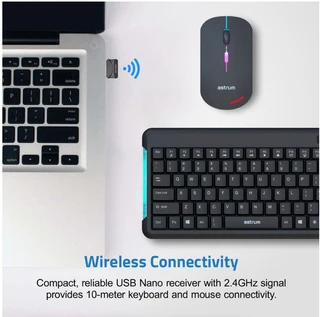 Astrum KW210 Mini Wireless Keyboard and Mouse Combo, RGB Led Lights