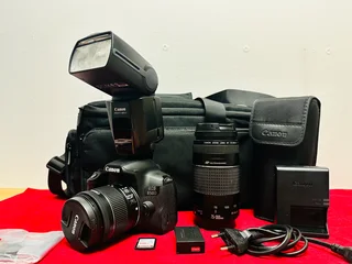Canon EOS 850D with canon 2x lens and flash light &amp; accessories