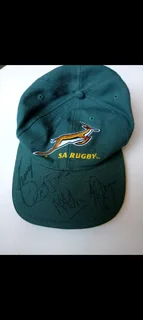 Cap signed by legendary springbok rugby players