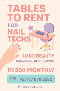Tables available for rental for Nail Technicians