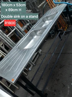 Double sink on a stand, (180cm x 53cm x 89cm H), R1800