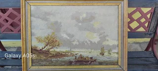 Needle point picture framed